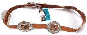 Montana Silversmiths Womens Frontier Leather Belt Metal Star Buckle Sz M 43" NWT